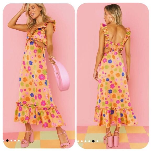 Show Me Your MuMu Lane Midi Dress Sz L